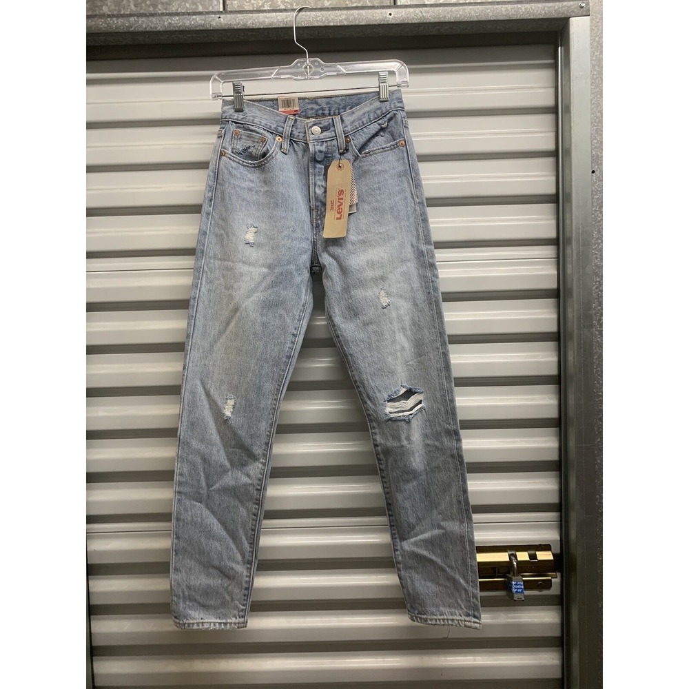 NWT Levis Wedgie Fit High Rise Selvedge Jeans Womens Blue Denim Button Fly 24x28